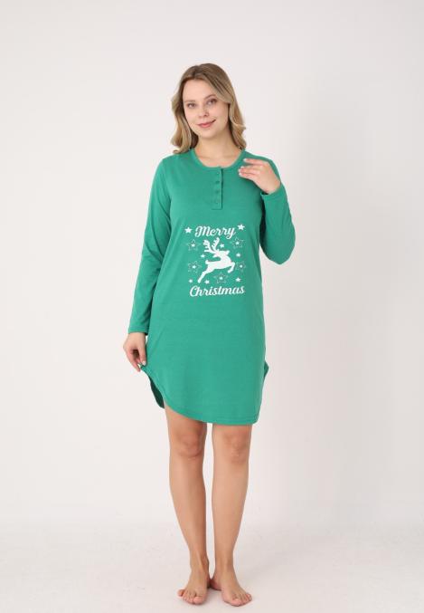 Camasa de noapte Craciun,Imprimeu Ren,En-gros